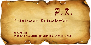 Priviczer Krisztofer névjegykártya